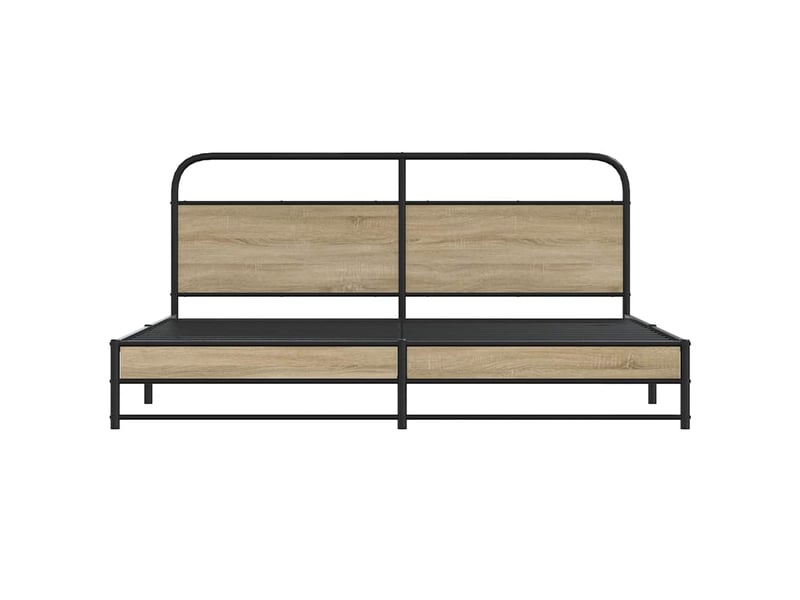  Lit double- lit adulte -  cadre de lit en métal sans matelas chêne fumé 200x200 cm  - Conforama D