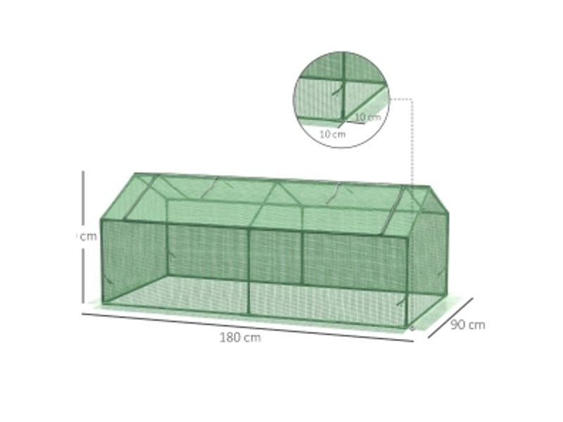 Mini serre de jardin 180 x 90 x 70 cm – verte – 2 fenêtres moustiquaires à fermeture éclair et couverture pe - Conforama C