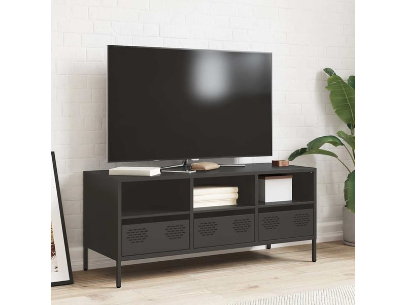  Meuble tv - banc tv - meuble de rangement noir 101,5x39x43,5 cm acier laminé à froid  - Conforama C