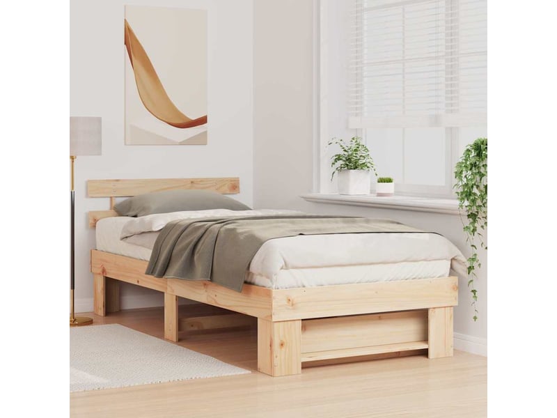  Lit simple- lit adulte -  cadre de lit avec tête de lit marron 80 x 200 cm pin massif  - Conforama B