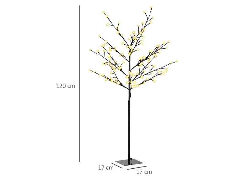  Cerisier en fleurs avec 120 lumières led blanc chaud ip44, décoration intérieure, 17 x 17 x 120 cm, noir  - Conforama E