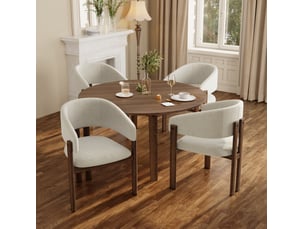 Lot de 4 chaises de salle à manger 61,5x52,5x83 cm avec accoudoirs métal beige et noyer