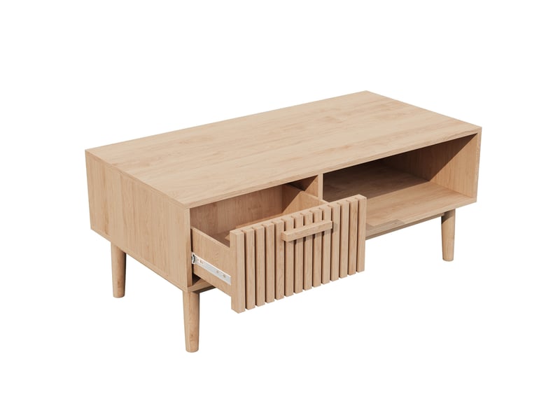  Table basse bois ,table basse de salon avec tiroir , table d'appoint en en bois massif, meuble de salon ,100x50x43 cm  - Conforama A