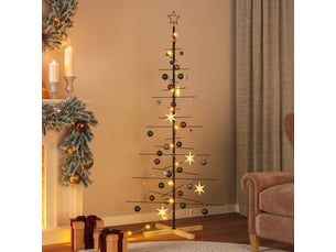 Arbre de noël, sapin de noël en métal avec base en bois noir 180 cm