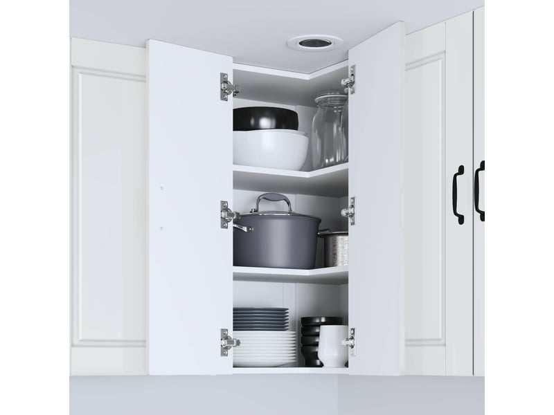Meuble mural de cuisine, armoire d'angle cuisine porto blanc brillant 57x57x80cm - Conforama D