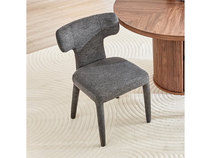  2 chaises modernes pour salle à manger - dossier en t, assise rembourrée en tissu, cadre métal à 4 pieds - salon-cuisine  - Conforama D