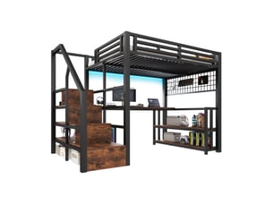 Lit mezzanine 140x200 cm <strong></strong> <strong></strong> coloris noir