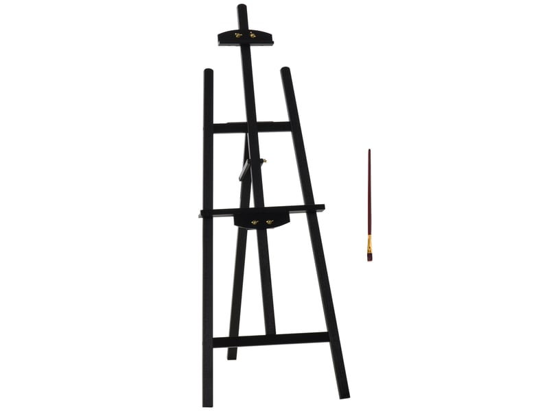  Chevalet de peinture en bois de pin hauteur réglable noir  - Conforama A