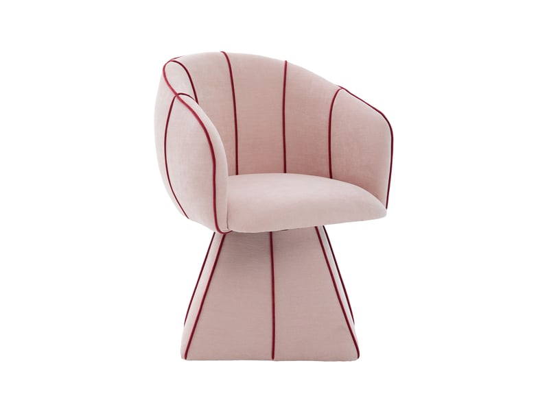  Fauteuil pivotant ergonomique 360 degrés en chenille rose  - Conforama A