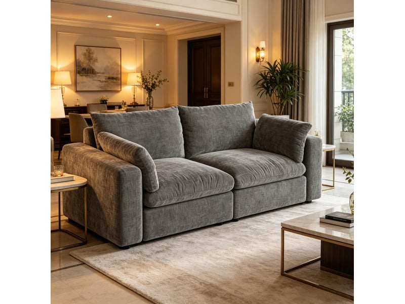  Canapé 180x91x83 cm modulaire bois gris  - Conforama B