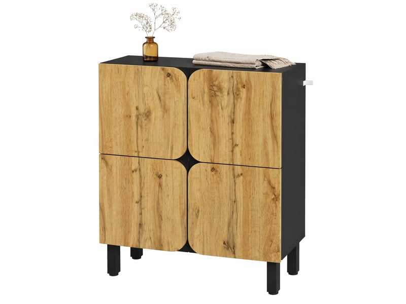  Meuble à chaussures 80x38,5x95 cm à 4 portes mdf noir et naturel  - Conforama A