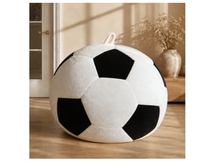 Fauteuil poire football fixe 1 place en tissu noir et blanc, grand format 130 cm pour vos moments détente