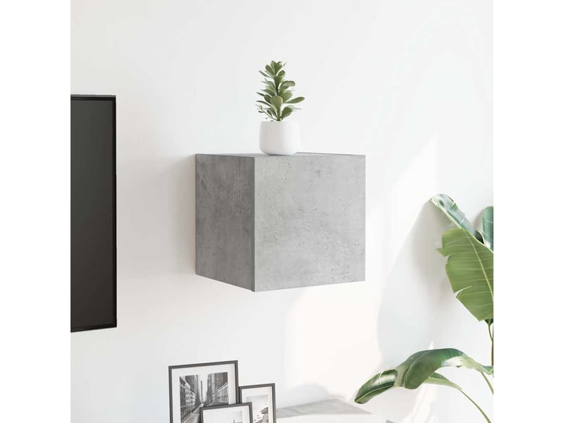  Meuble tv - banc tv - meuble de rangement mural gris béton 30,5x30x30 cm  - Conforama C
