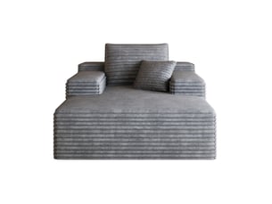 Chauffeuse modenvie en velours côtelé gris foncé 115 x 159 cm