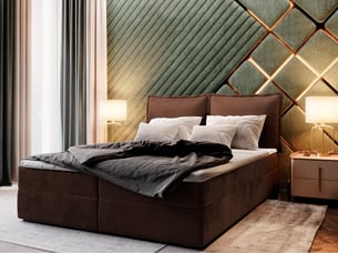 Lit avec rangement 140x200 cm <strong>MASSENO</strong> <strong></strong> coloris marron