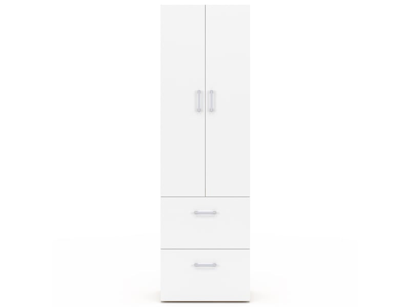 Armoire 2 portes juliana blanc et bois penderie 50 cm avec 2 tiroirs  - Conforama E