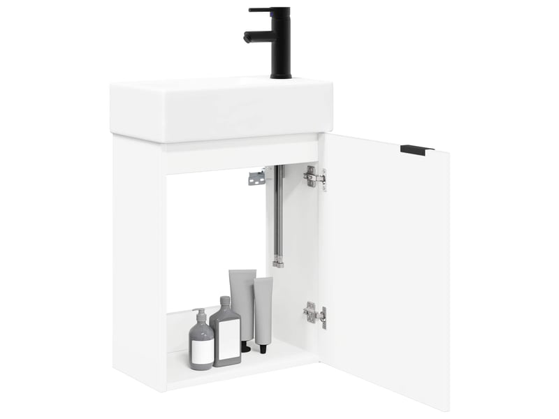  Meuble de salle de bain avec robinet blanc 45.5x22.5x84 cm shl6822  - Conforama C