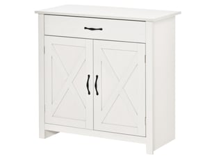 Buffet de salon, meuble de rangement avec tiroir, 2 portes coulissantes de style grange et étagère réglable, 80 x 39,7 x 80 cm, blanc