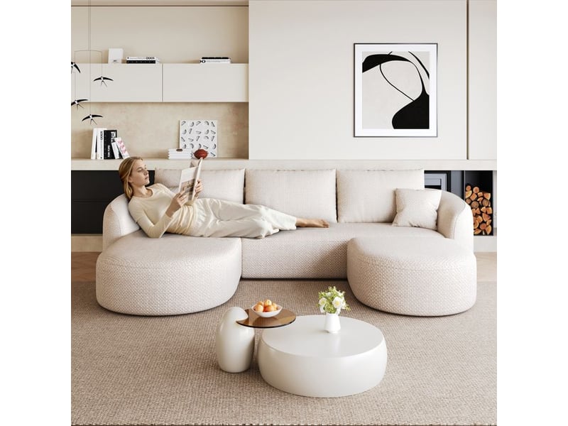  Canapé d'angle modulable - 266 cm de longueur - forme en u - aucun assemblage requis - tissu chenille doux  - Conforama E