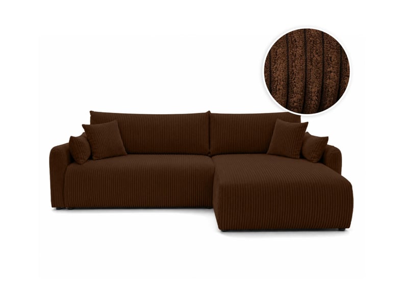  Apoline - canapé d'angle réversible convertible 4 places avec coffre en velours côtelé  - Conforama A