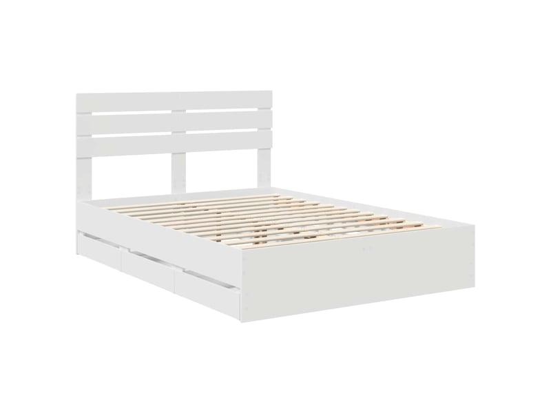 Lit double- lit adulte - cadre de lit avec tiroir blanc 160 x 200 cm bois ingénierie - Conforama C