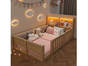 Lit avec rangement 90x200 cm HAVRYA coloris naturel