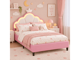 Lit simple 90x190 cm <strong>NAHILIMI</strong>  <strong></strong> coloris rose