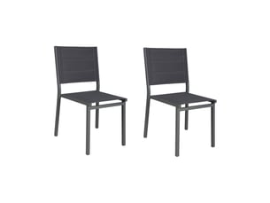 Lot de 2 chaises d'extérieur en textilène matelassé et aluminium gris