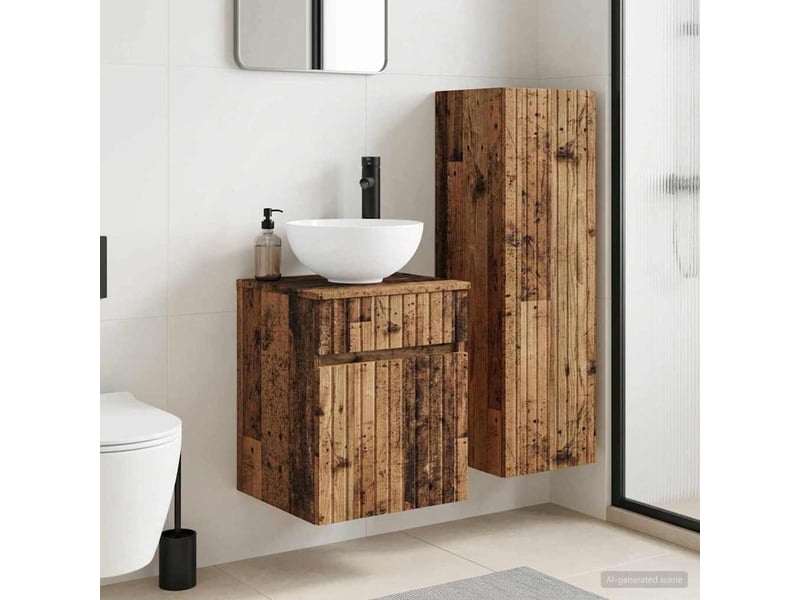 Ensemble de mobilier de salle de bain 2 pcs bois ancien shl7732 - Conforama B