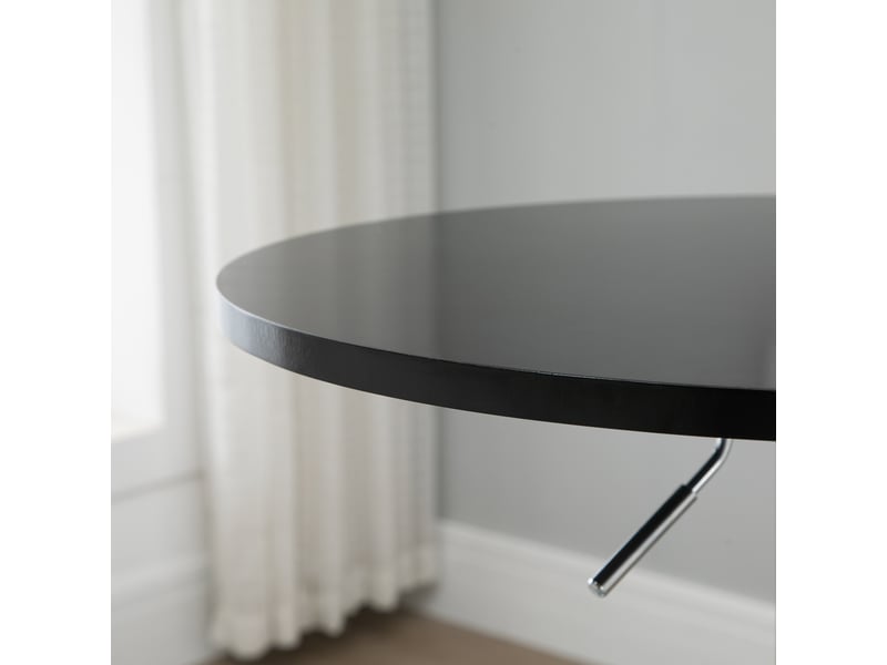  Table de bar ronde réglable en hauteur avec plateau pivotant - lpospi - pied métal, mdf noir ø61 × 70-90 cm  - Conforama C
