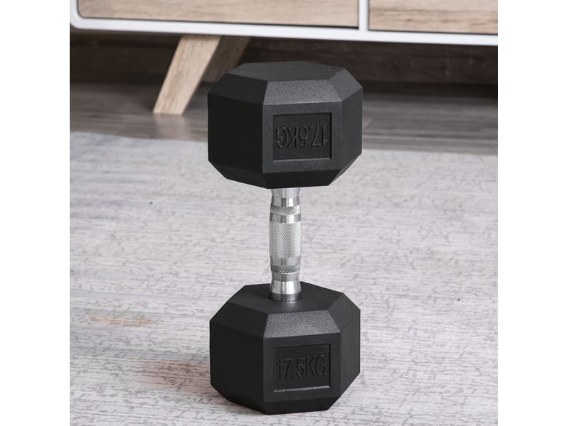  Haltère hexagonal fixe 17,5 kg – noir – poignée moletée antidérapante pour entraînement musculaire  - Conforama B