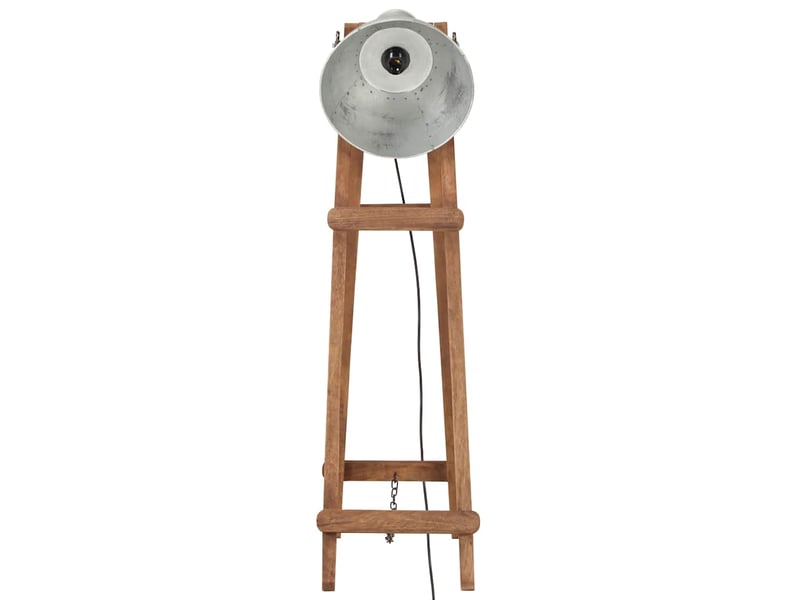  Lampadaire argenté e27 bois de manguier massif  - Conforama C