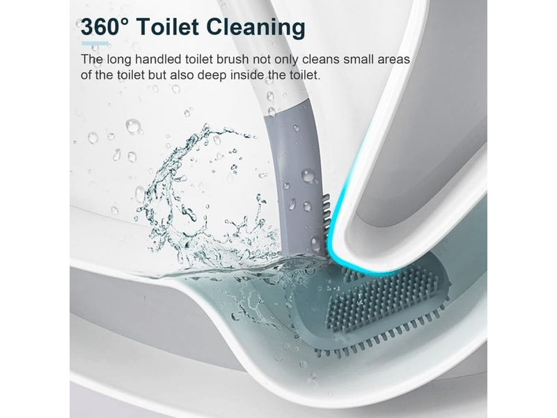  Lot de 2 brosses de toilette à long manche en silicone, tête de golf, profondeur à 360°, sans angle mort  - Conforama C