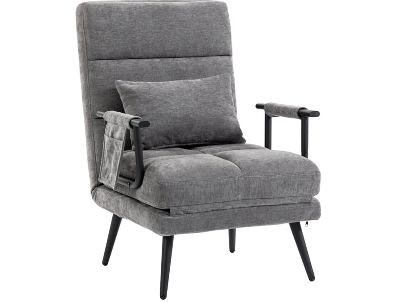  Fauteuil-lit 3 en 1 pliable gris avec dossier réglable sur 5 positions  - Conforama A