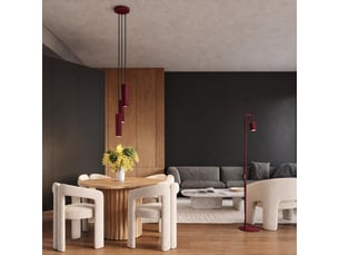 Suspension rayo 1 bordeaux aluminium moderne 118x8x8cm