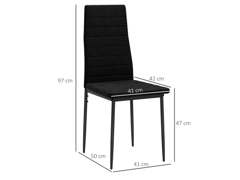  Lot de 4 chaises de salle à manger 41x50x97 cm sans accoudoirs, en métal noir  - Conforama C