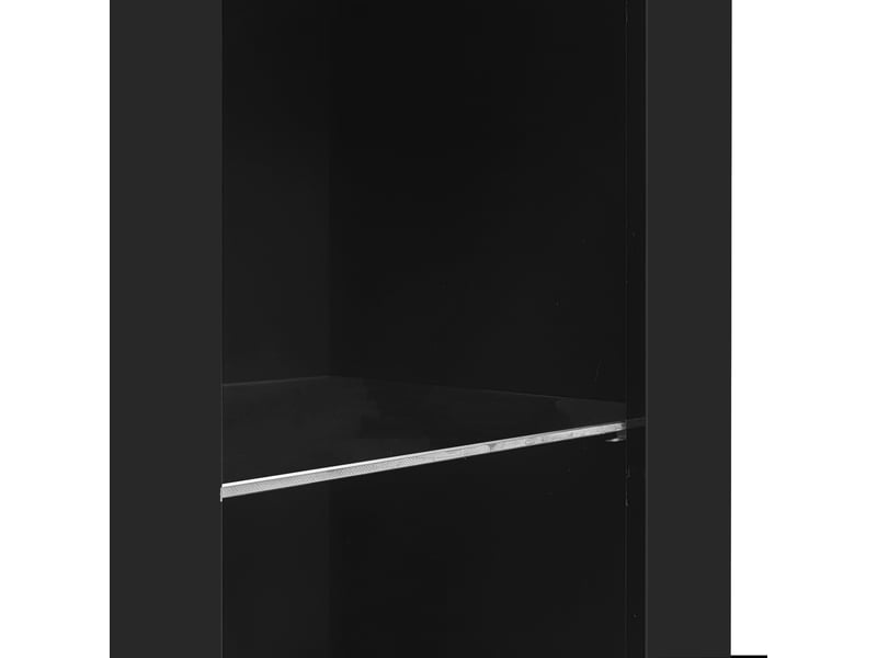 Buffet avec porte et étagères en verre pour salon 95×35×83 cm en panneaux de particules noir - Conforama D