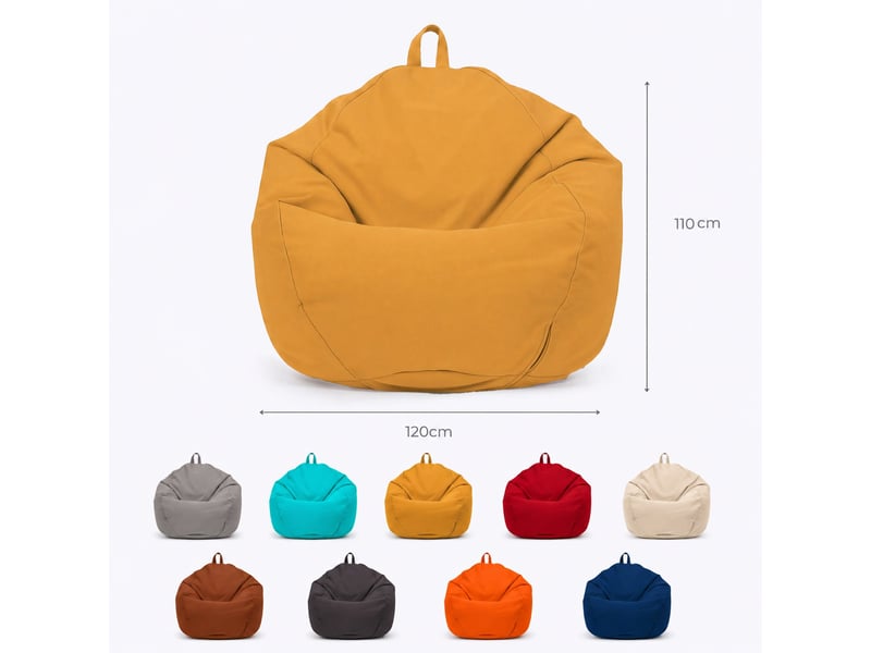  Pouf poire xl 110x120 jaune - déhoussable &amp; imperméable (garni billes)  - Conforama E