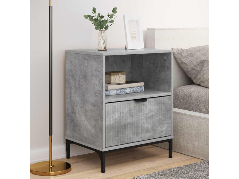 Table de chevet - cabinet de chevet - table de nuit 2 pièces gris béton 49 x 36 x 61 cm - Conforama C