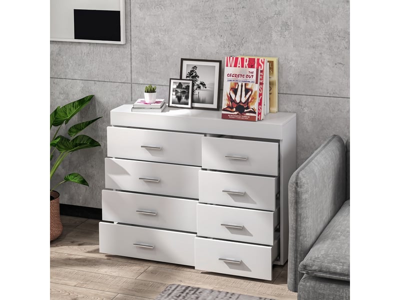  Commode en bois pour chambre, cuisine, salle de bain 90×35×73cm blanc  - Conforama D