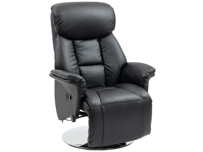  Fauteuil relax ulevr inclinable manuel pivotant 360° avec repose-pieds, 78 x 80 x 109 cm, simili cuir noir  - Conforama A
