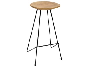 Lot de 2 tabouret de bar, chaise de bar bois de teck massif shl43669