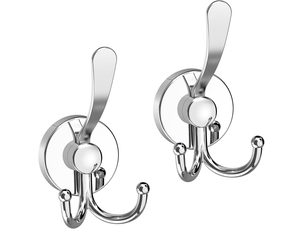 Crochets à ventouse, grand crochet double, pour douche intérieure, lot de 2, argent, gris - xlh-zls-000864zls