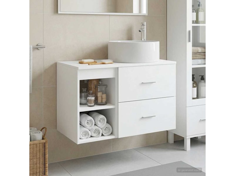 Ensemble de mobilier de salle de bain 2 pcs blanc shl2576 - Conforama B