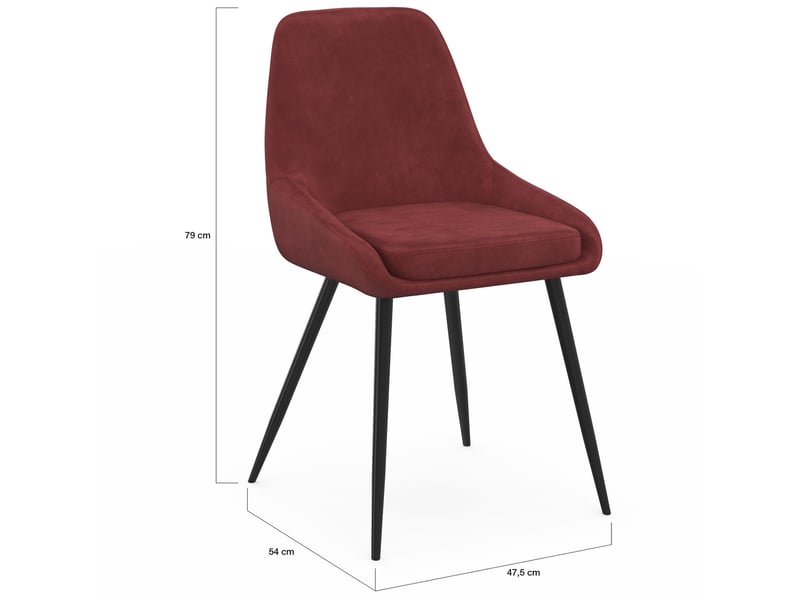 Lot de 6 chaises thalya en velours bordeaux avec accoudoirs  - Conforama E