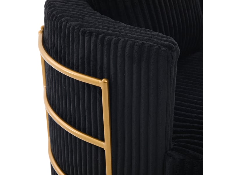  Fauteuils pivotants 76x79x78 cm, lot de 2, accoudoirs rembourrés, rangement sous assise, velours côtelé noir  - Conforama E