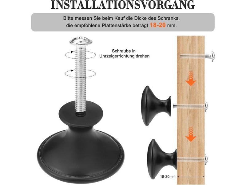Poignées de meubles toumdafine de 30 mm, poignées vintage modernes pour armoires, rondes de couleur noire - Conforama D