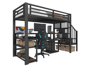 Lit mezzanine 90x200 cm ROLIPO coloris noir