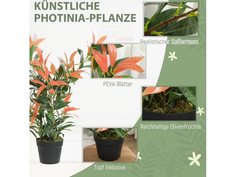  Plante artificielle 45x45x90 cm 300 feuilles rouges et vertes  - Conforama D