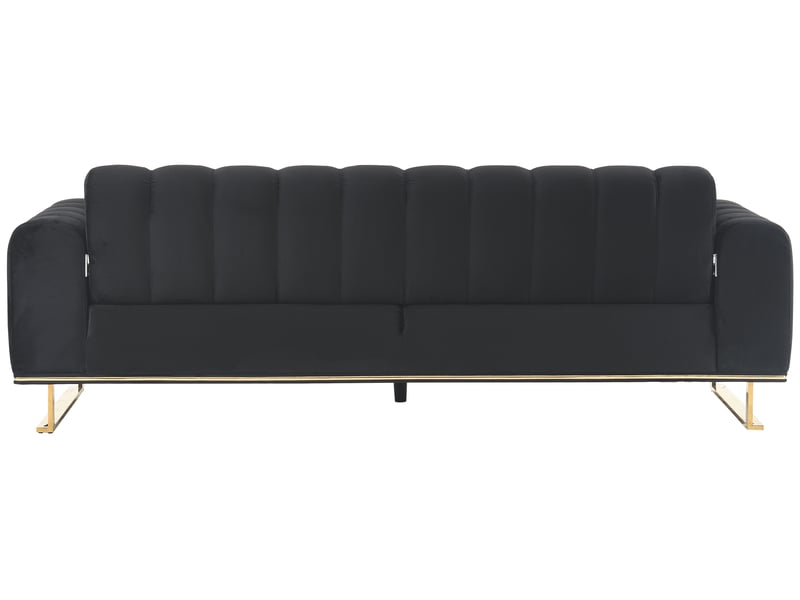  Canape droit fixe noir 3 places  - Conforama D